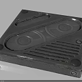Metallic Electronic Device Component Panel With Circular Patterns And Ventilation Slots Design 3d model