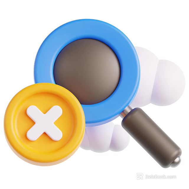 Decorative Ornament Set Featuring Blue Magnifying Glass Yellow Cross Circle And White Cloud 3d model 