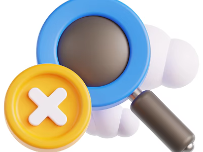 Decorative Ornament Set Featuring Blue Magnifying Glass Yellow Cross Circle And White Cloud 3d model