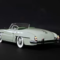 Classic Light Green Open Top Convertible Car With White Wheels And Sleek Design