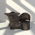 Modern Sculptural Table And Chair Set With Curved Shape And Dark Finish For Interior Decor