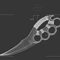 Tactical Close Combat Weapon Featuring Metal Blade Black Wrapped Handle And Steel Knuckle Rings