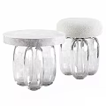Elegant Modern Stool Featuring Round Marble Top And Clear Glass Legs For Interior 3d model