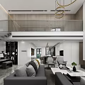 Modern Guest Restaurant Pick Empty Villa Guest Restaurant Sofa Coffee Table Dining Table and Chair Combination 3d model