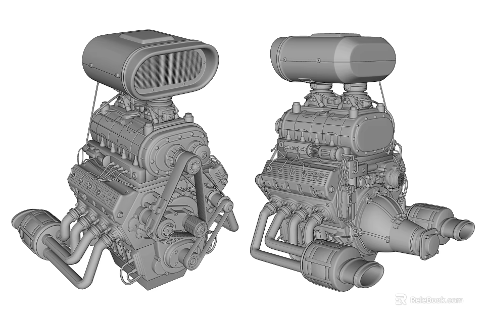 Detailed 3D Engine Model Showcasing Mechanical Structure And Key Components 3d model 