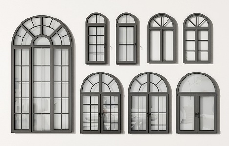 windows simple european windows french windows retro windows casement windows curved windows partition windows floor-to-ceiling windows 3d model