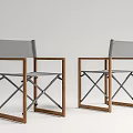 Foldable Outdoor Chairs With Wooden Frame And Gray Fabric Seats Set of Two