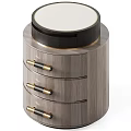 Wooden Nightstand With Three Drawers Black And Gold Handles And Black Top