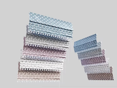 Stylish Roman Blinds With Polka Dot Patterns In Multiple Colors Stacked 3d model
