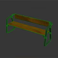 Outdoor Bench With Wooden Seat And Backrest And Sturdy Metal Frame For Modern Design