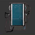 Blue Fuel Dispenser With Display Screen Control Panel Fuel Nozzle And Red Warning Sign
