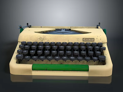 Vintage FABEL Typewriter With Beige Green Body And Black Keys As Household Item 3d model