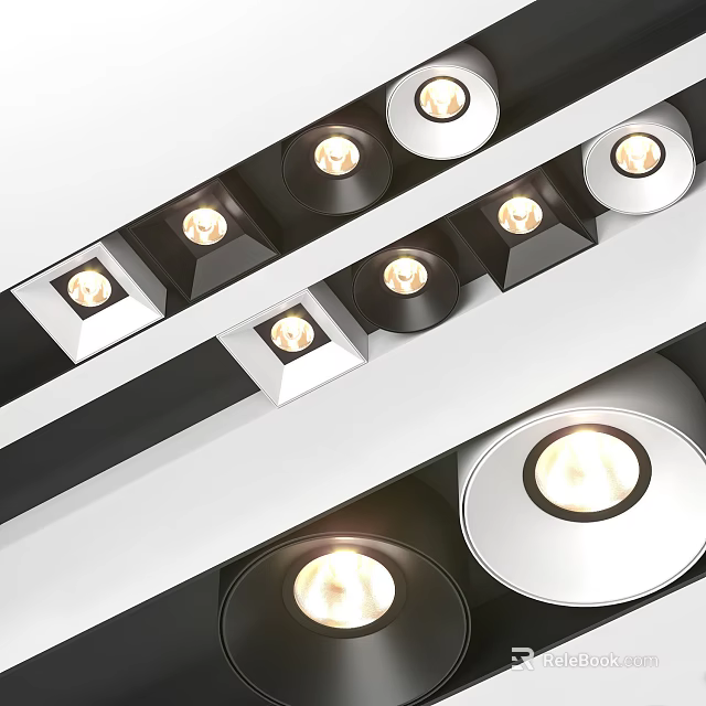 Modern Downlights and Spotlights with Black and White Ceiling Lighting Design 3d model 