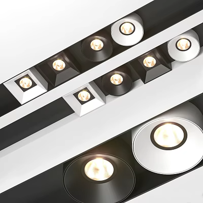 Modern Downlights and Spotlights with Black and White Ceiling Lighting Design 3d model