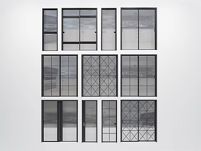 Modern Window And Door Designs With Glass Panels And Geometric Patterns 3d model