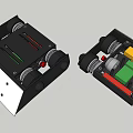 Two Electronic Modules With Internal Green Yellow Red Components And Black White Casing 3d model