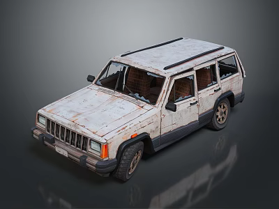Old Rusty SUV Vehicle With Worn Exterior And Vintage Design Features 3d model