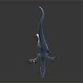 Fierce Blue Scaled Dinosaur Roaring With Open Mouth And Sharp Claws On Reflective Floor