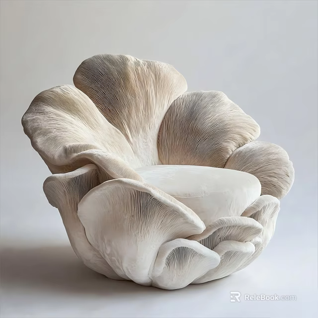 Modern Unique Shaped Sofa Featuring Flower Petal Design For Living Interior 3d model 