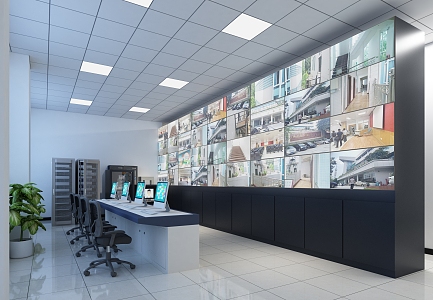 modern monitoring room 3d model