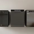 Three Modern Black Kitchen Appliances Side By Side Wall Mounted Design