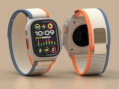 Smart Watches With Colorful Straps And Digital 3d model