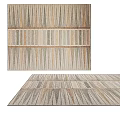 Stylish Square Rug With Geometric Striped Patterns And Neutral Beige Green Tones