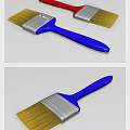 Blue Handle Paintbrushes With Silver Metal Part And Yellow Bristles For Daily Home Use