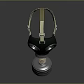 Green Protective Gas Mask With Yellow Straps And Metallic Filter Design 3d model