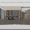 Modern Luxury Executive Office Interior With Large Marble Display Cabinet And Comfortable Ergonomic Furniture