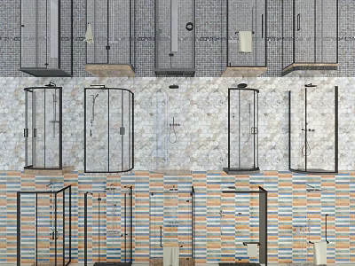 Different Shower Head Styles For Modern Bathroom With Tile Wall Design 3d model