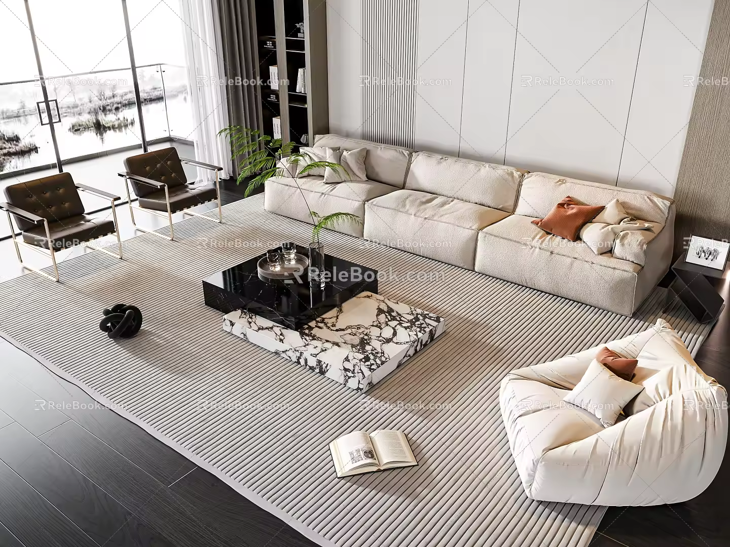 Modern sofa coffee table combination 3d model