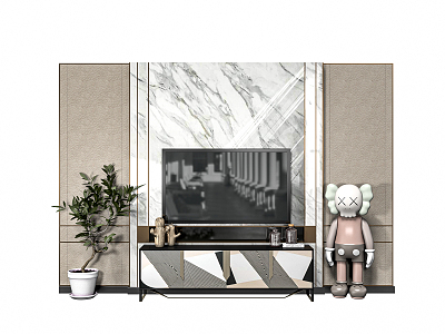 Modern TV background wall model