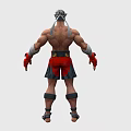 Muscular Shirtless Man In Red Shorts With Wrist Wraps And Knee Pads