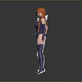 Two Female Characters With Orange Hair In White And Purple Armor And Bodysuit Design