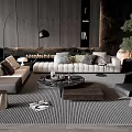 Modern Minotti Sofa Coffee Table Combination 3d model