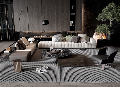 Modern Minotti Sofa Coffee Table Combination 3d model