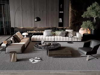 Modern Minotti Sofa Coffee Table Combination 3d model