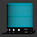 Portable Bluetooth Speaker with Blue Cylindrical Design LED Light Function Control Buttons and Hanging Rope