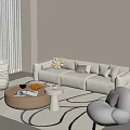 Modern Sofa Coffee Table Combination Single Sofa Floor Lamp Pillow 3d model