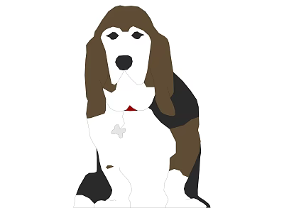 Animated Game Character Dog With Long Ears Brown White Black Coat And Collar Pendant 3d model