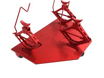 Red Automotive Lift Equipment with Lifting Arms and Mobile Platform Structure 3d model