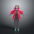 Stylish 3D Character Model Wearing Red Jacket Gray Pants And Green Boots
