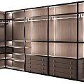 Modern Wardrobe Interior Design With Metal Frame Wooden Panels And Storage Shelves