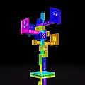 Colorful Modern Digital Installation With Vibrant Blocks Screens And VFX Elements 3d model