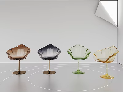 Modern Petal Shaped Accent Chairs With Multiple Colors And Metal Bases 3d model