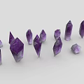Multiple Amethyst Crystals Showcased On White Background With Various Shapes