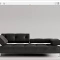 Modern Black Leather Sectional Sofa With Tufted Design And Metal Legs 3d model