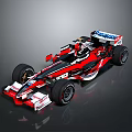 Red and Black Formula One Race Car with Aerodynamic Design and Sponsor Logos