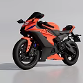 Orange And Black Sport Motorcycle With Sleek Aerodynamic Design And Single Seat Wheels